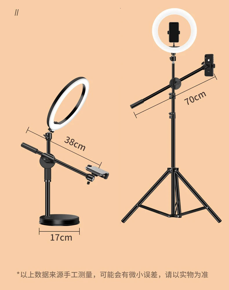 30CM Overhead Tripod for Phone with Ring Light Desktop Cellphone Bracket for Video Shooting Photography Shooting Floor Stand