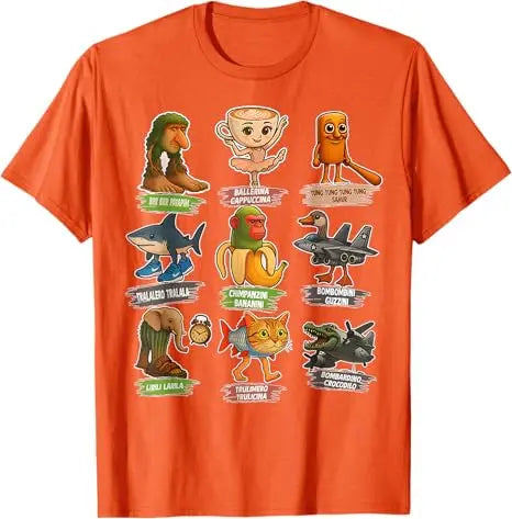 Italian Brainrot Meme Funny All Brainrot Animals Humor T-Shirt Cute Y2k Design Graphic Outfit boys fashion Novelty Gift