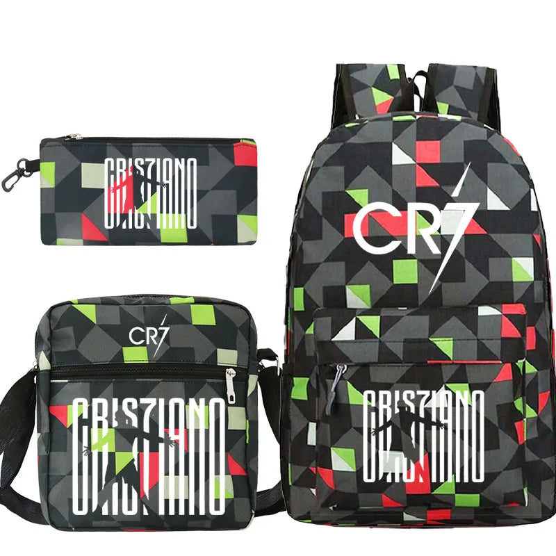 CR7 3-Piece Backpack Set – Lightweight School & Travel Bags for Boys, Girls, Teens & Adults