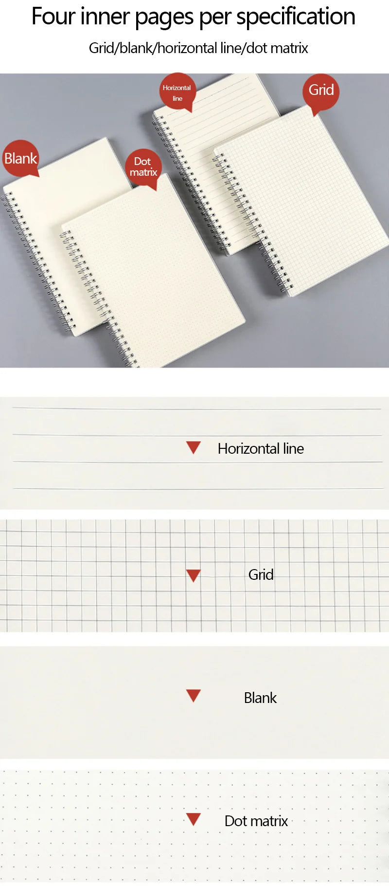 A5 A6 B5 Spiral book coil Notebook To-Do Lined DOT Blank Grid Paper Journal Diary Sketchbook For School Supplies Stationery