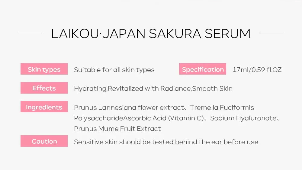 LAIKOU Sakura  Face Essence  Anti Wrinkle  Serum Shrink Pores Anti-Aging Moisturizing Dry Skin Care 17ml or 30ml