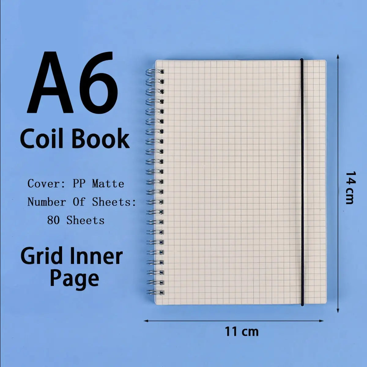 B5/A5/A6 Coil Notebook 80 Pages Matte Cover Horizontal Line Square Hand Ledger Thickened Paper School Office Supplies Stationery