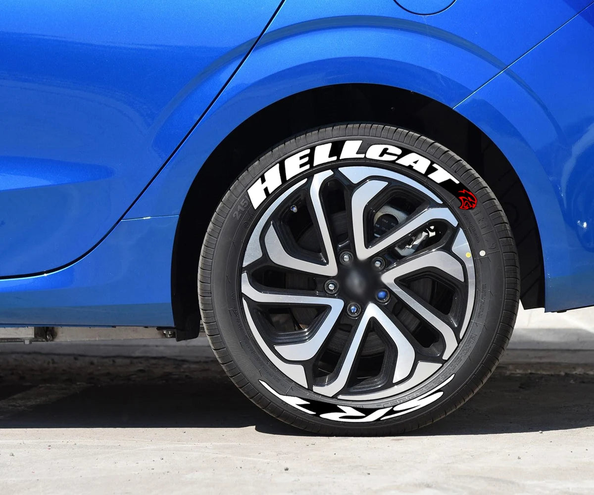 8pcs Car Tire Decals Car Tuning Universal 3D Permanent PVC Conjoined Letter Decals kit