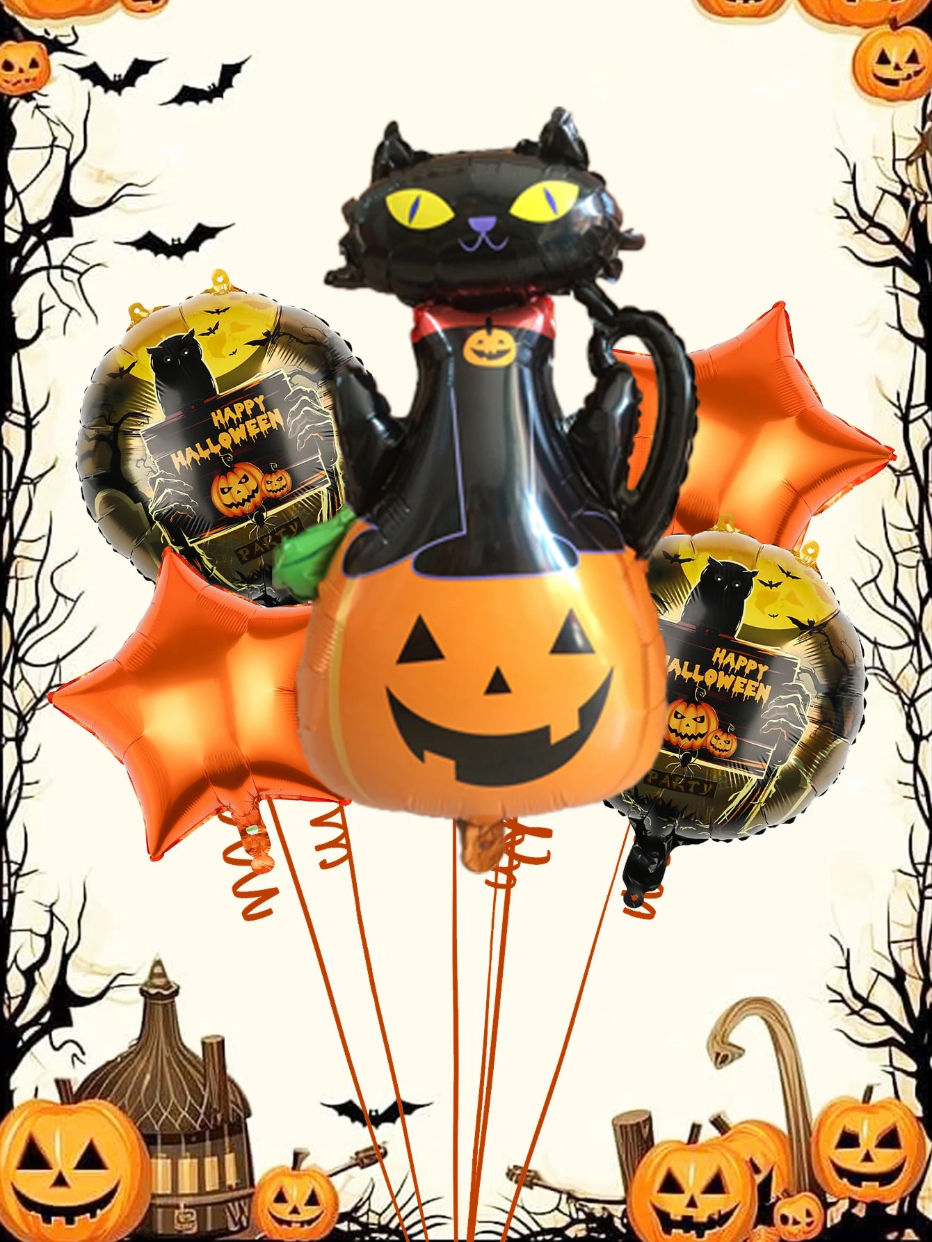 Halloween set, suitable for Halloween theme party decoration, horror theme activities, trick or treat festival atmosphere layout