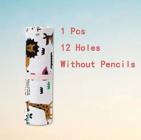 Colorful Canvas Pencil Roll – 12 to 72 Slot Organizer for Students, Artists & School Supplies