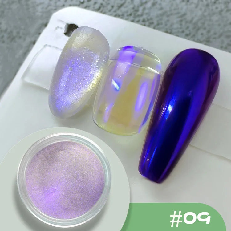 Aurora Holographic Nail Art Powder – Chrome Mirror Effect Glitter for UV/LED Nails