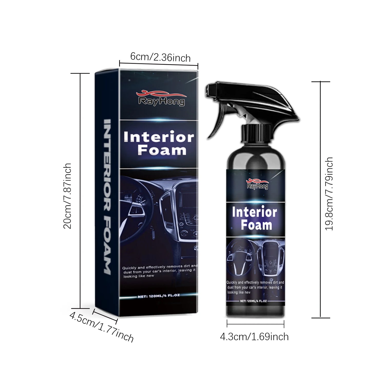 Multi-Surface Car Foam Cleaner For Leather Seats, Dashboard & Floor Mats - Quick Stain Removal Prevents Dryness And Cracking