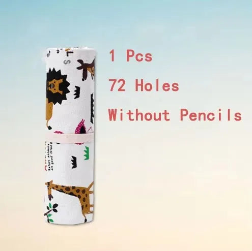 Colorful Canvas Pencil Roll – 12 to 72 Slot Organizer for Students, Artists & School Supplies