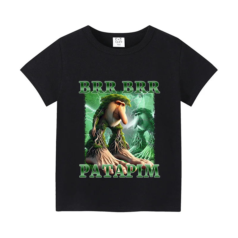 Italian Brainrot Animals Kids Cotton T-shirt Cappuccino Assassino  Tops for Kids Funny Cartoon Print Cute Tee Summer Clothing