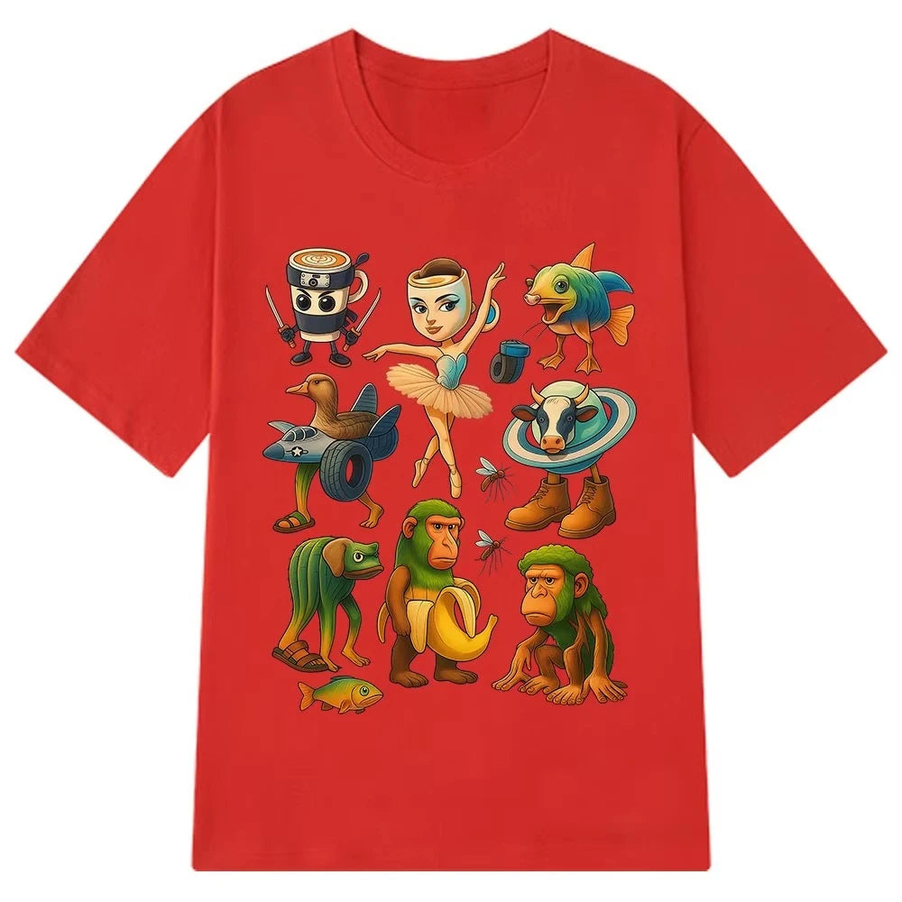 Italian Brainrot Funny Meme Graphic Tshirt Tralalero Tralala Tung Sahur Ballerina Capuchina Brr Patapim Men Women Top Tee Casual