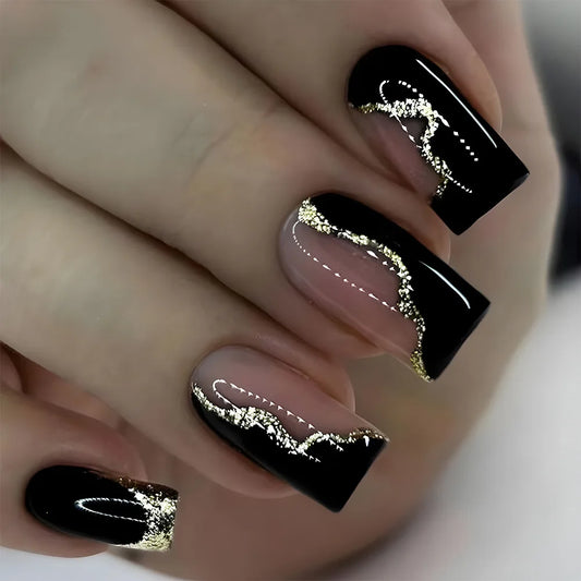 24 Pcs Short French Minimalist Glitter Nails – Jelly Gel & Nail File for Effortless Manicures