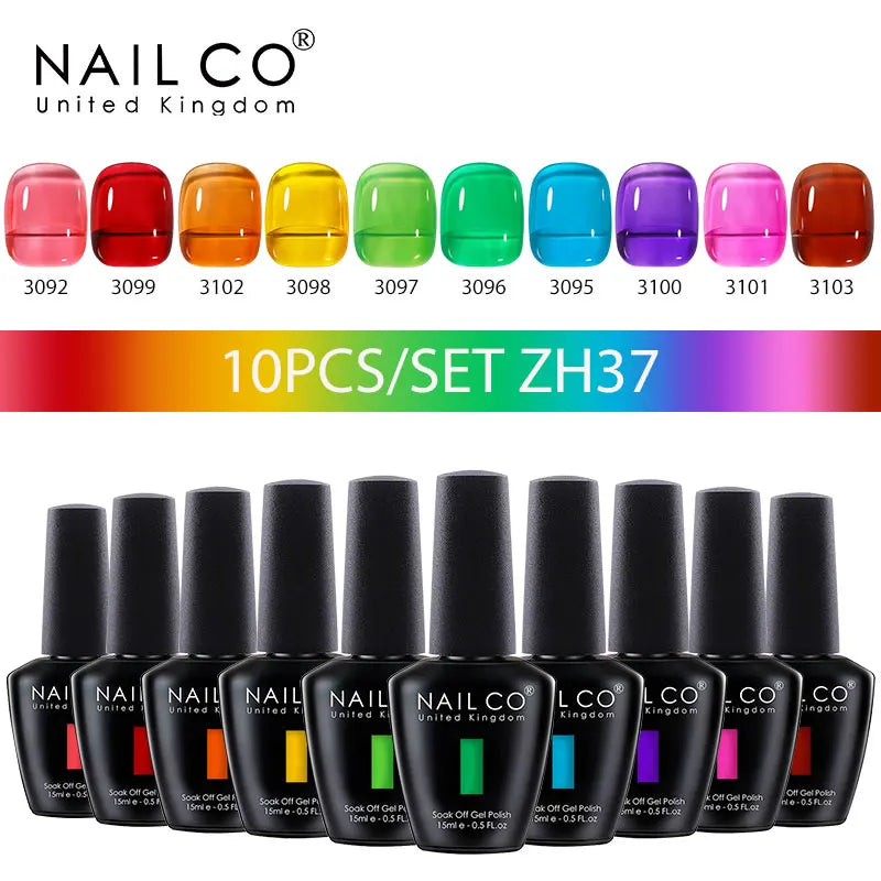 NAILCO Macaron Gel Nail Kit – 10PCS Jelly Colors for Soft, Glossy Manicures