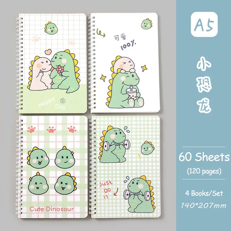 A5 Oil Painting Cover Coil Lined Notebook Set 1/2 Random Cute Books Kawaii Korean Stationery School Supplies for Students