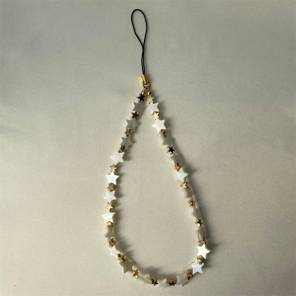Heart Shell Bead Phone Chain Anti-Loss Charm Strap Keychain Lanyard Pendant Ins Bag Camera Decoration For Woman Girl