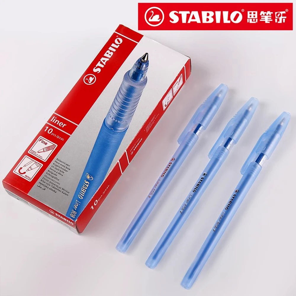 6/10pcs Stabilo Antistatic Ballpoint Pen 808F Liner Smooth 0.38mm Extra-fine Cap Medium Oil Pen Cute Study Office Stationery