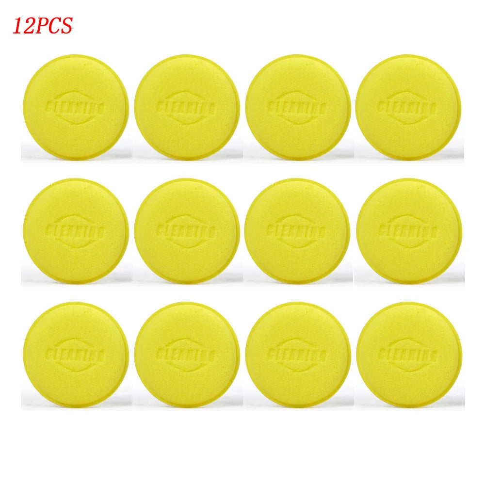 12Pcs Car Foam Sponge Wax Applicator Cleaning Detailing Pads Car Waxing Polishing Pad Home Car Wash Care 10cm Car Cleaning Kit