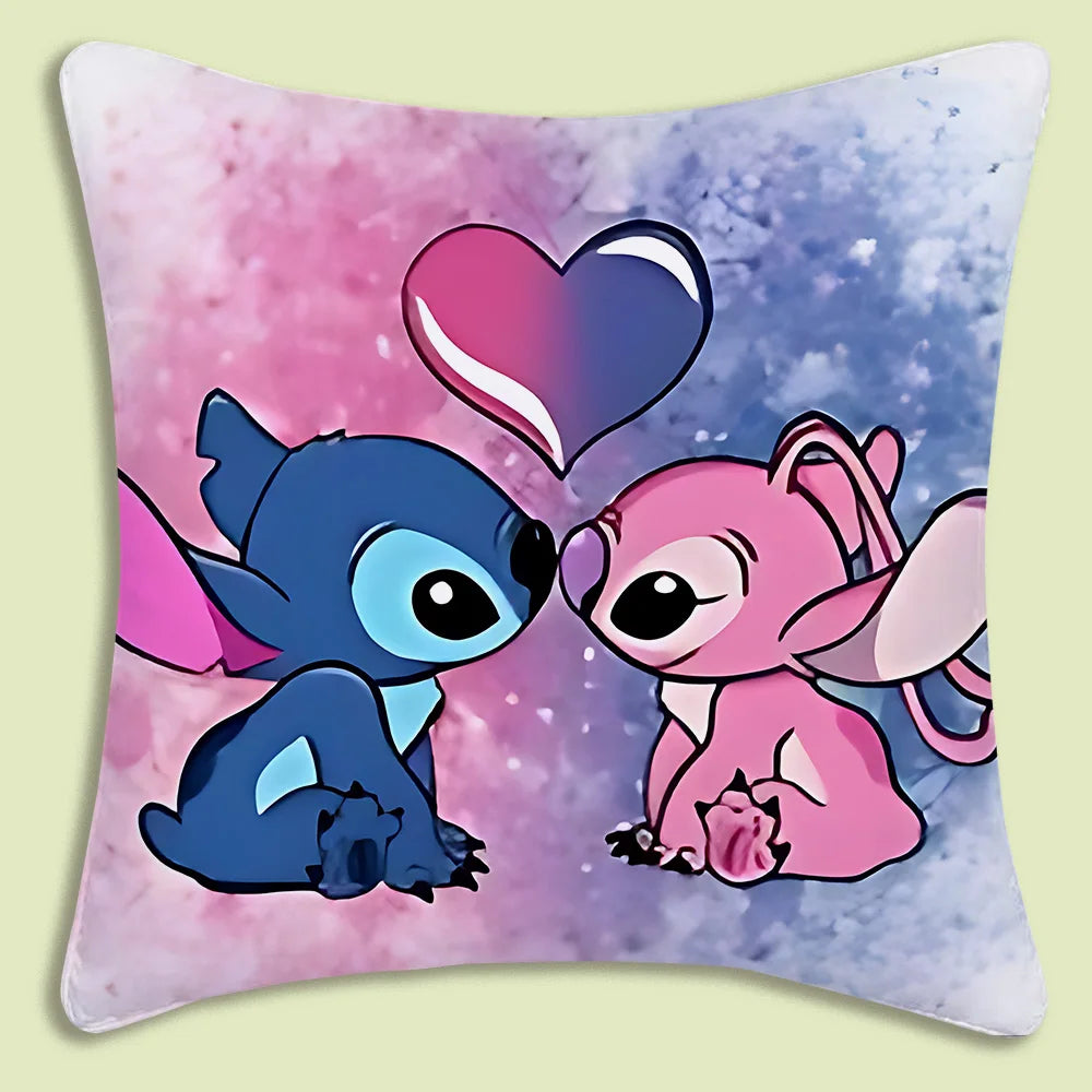 Cute Stitch Pillow Covers Cartoon Sofa Decorative Home Double-sided Printing Short Plush Cute Cushion Cover