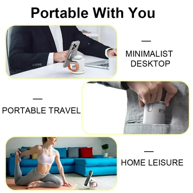 Fast Charging Dock Stand QI2 Wireless Charger Night Light 4 in 1 For Magsafe iPhone 16 15 14 Pro Max Airpods Pro 2-8 Apple Watch