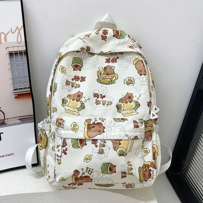 Capybara Campus Buddy – Kawaii Cartoon Laptop Backpack with Room to Spare!