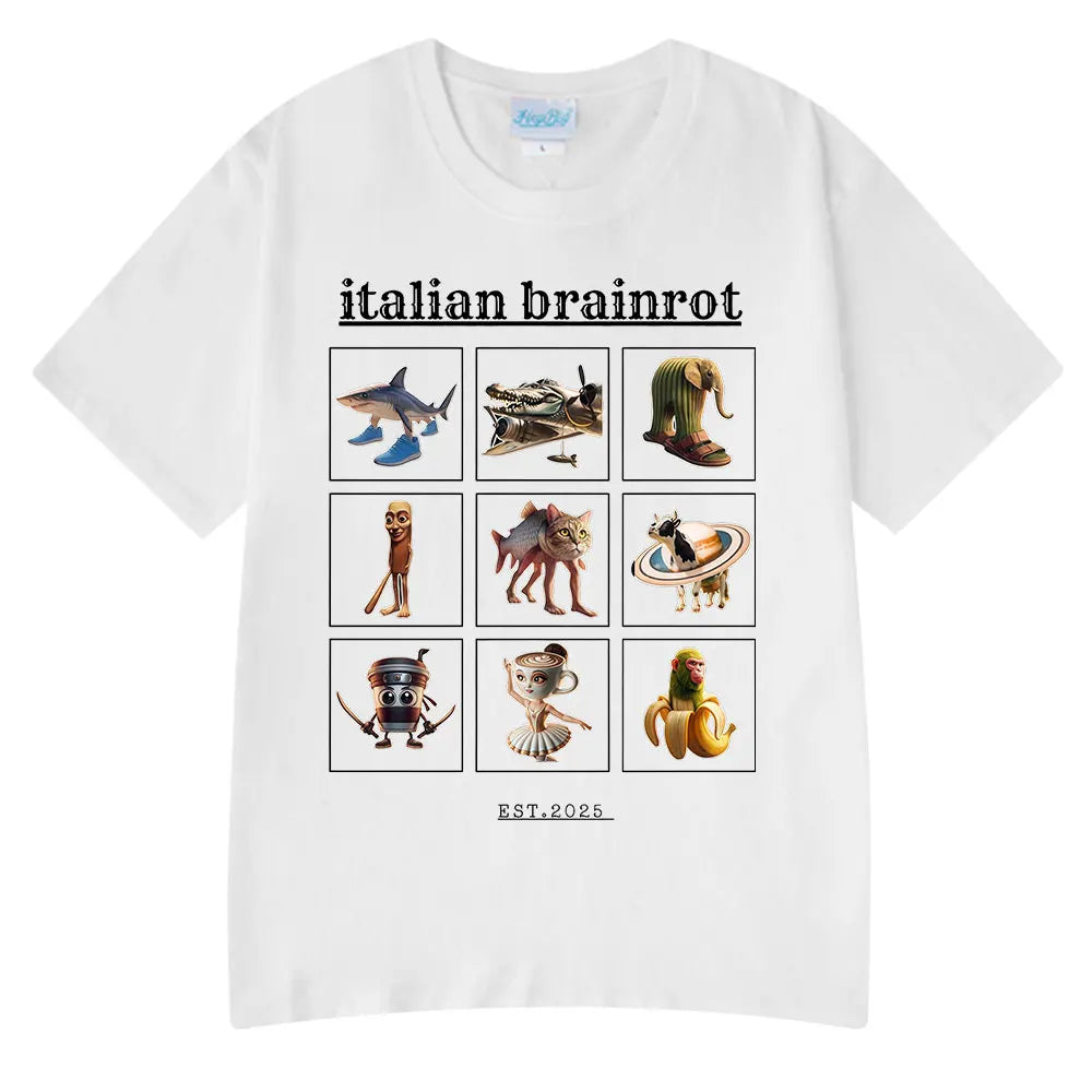 Italian Brainrot Funny Meme T-shirt Tralalero Tralala Tung Tung Tung Sahur Bombardiro Crocodilo Lirili Larila Men Women T Shirts