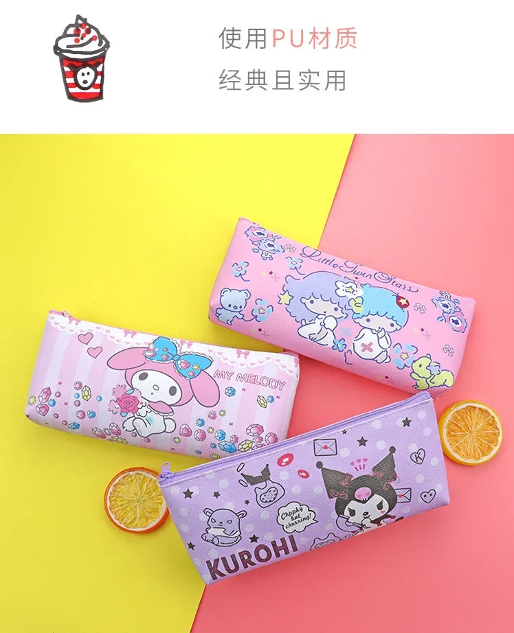 Sanrio Cinnamoroll, Kuromi & My Melody Pencil Case – PU Waterproof Stationery Bag