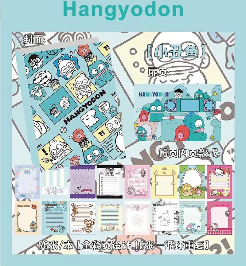 Hello Kitty x Hangyodon A5 Notebook – Full-Color Cartoon Journal with Hard Cover & Kawaii Vibes