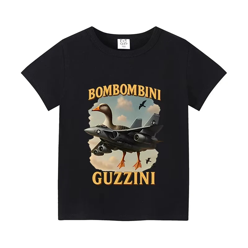 Italian Brainrot Animals Kids Cotton T-shirt Cappuccino Assassino  Tops for Kids Funny Cartoon Print Cute Tee Summer Clothing