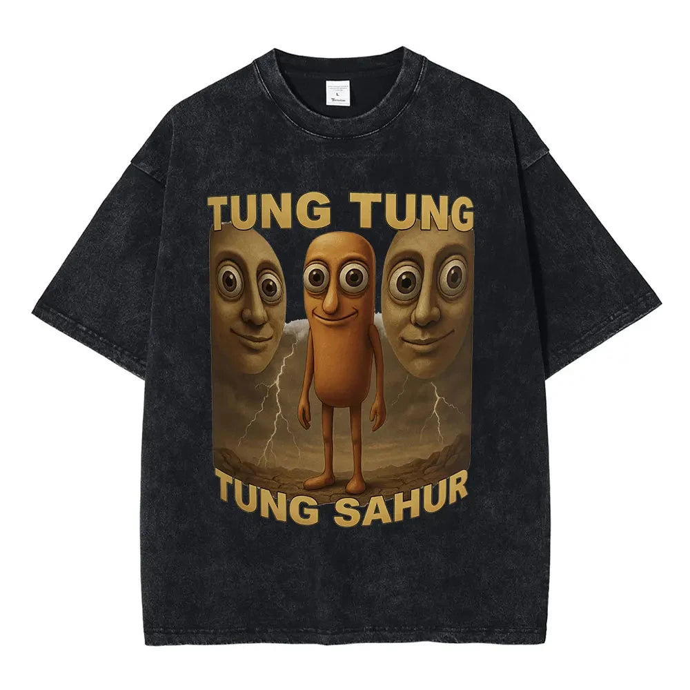 Italian Brainrot Funny Meme T-shirt Tralalero Tralala Tung Tung Tung Sahur Bombardiro Crocodilo Brr Brr Patapim Washed T Shirts