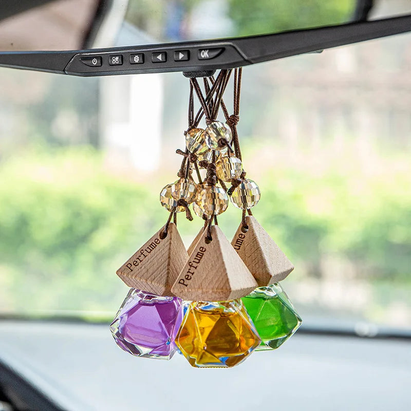 Wood Hanging Car Air Freshener Diffuser Perfume Aromatherapy Essential Oil Bottle Hanging Car Air Freshener Car Auto Accessories