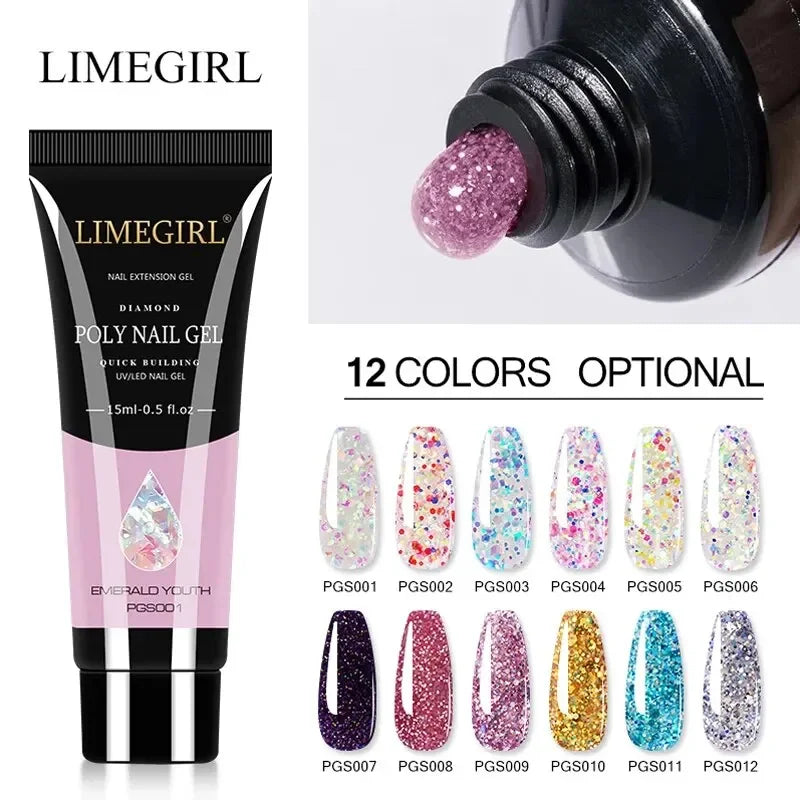 ColorPop Builder Gel – 15ml Poly Nail Extension Set with 24 UV-Cured Shades for DIY Nail Art
