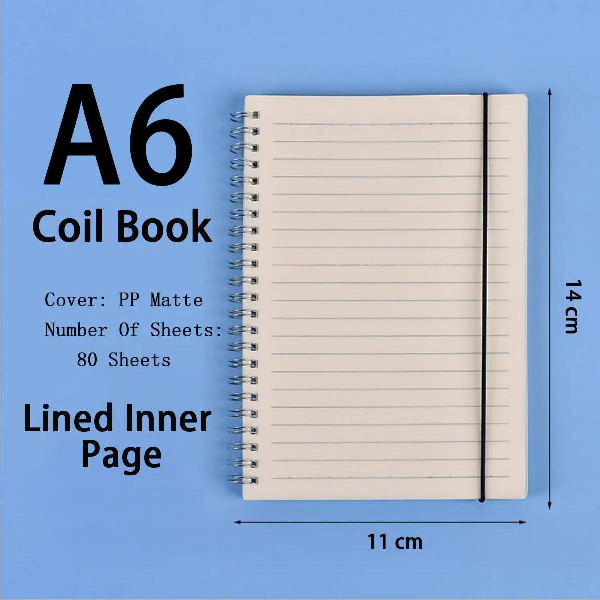 B5/A5/A6 Coil Notebook 80 Pages Matte Cover Horizontal Line Square Hand Ledger Thickened Paper School Office Supplies Stationery
