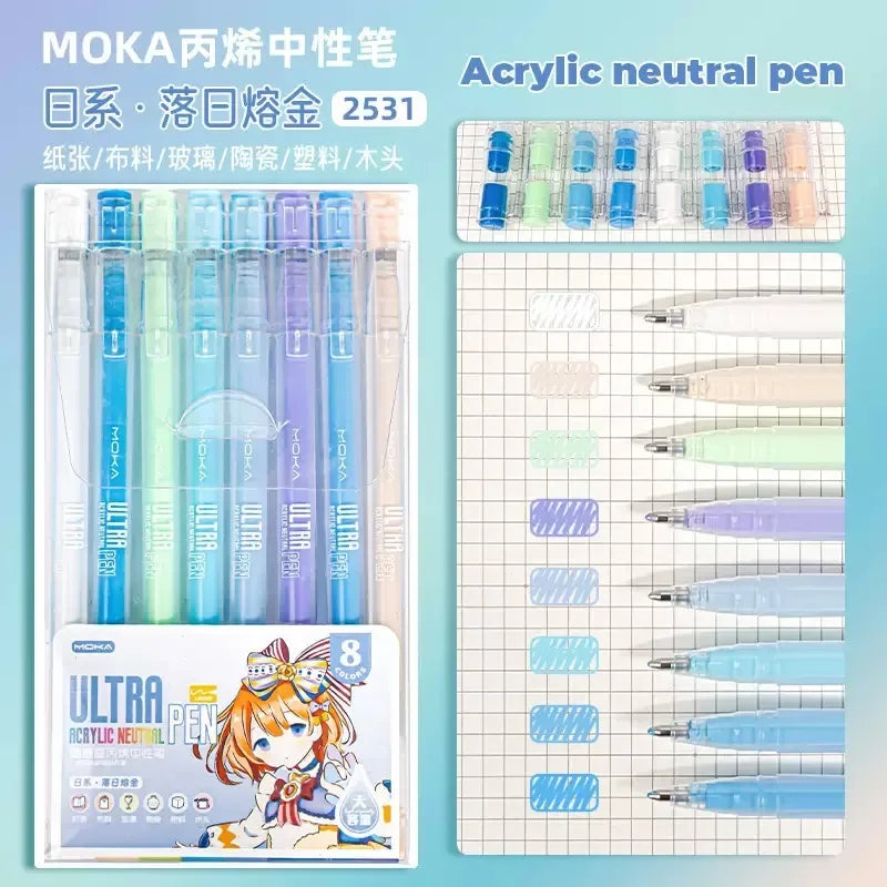 36/12 Colors Acrylic Gel Pen 1.0mm Large Capacity Student Writing Pen Painting Drawing Office School Supplies Stationery