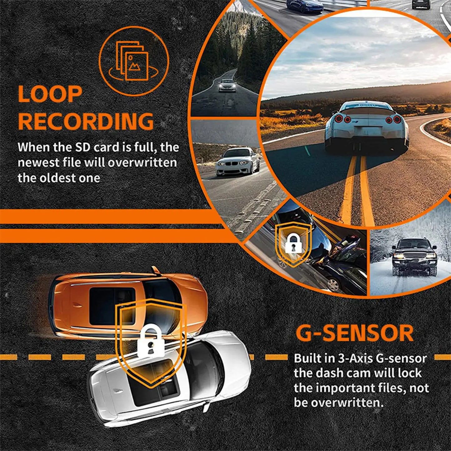 Dash Cam For Car 3 Channel Driving Recorder 1080P WIFI Recorder Front Rear Infrared Night Vision Reversing Image For Blind Spot