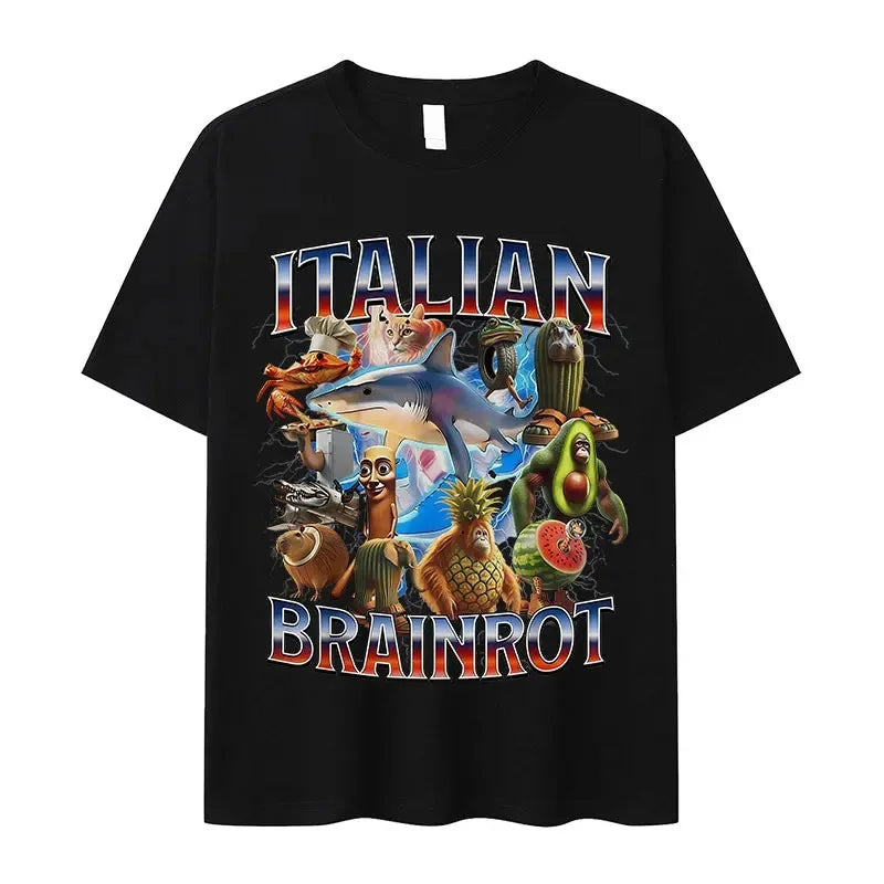 Italian Brainrot Funny Cappuccino Assasino Meme T Shirt Men Women Kawaii Short Sleeve T-shirt Summer O-Neck T-shirts