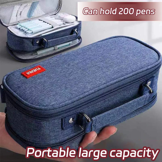 Portable Large Capacity Pencil Case – Multifunctional Pen Box for Boys, School & Office Stationery Organization