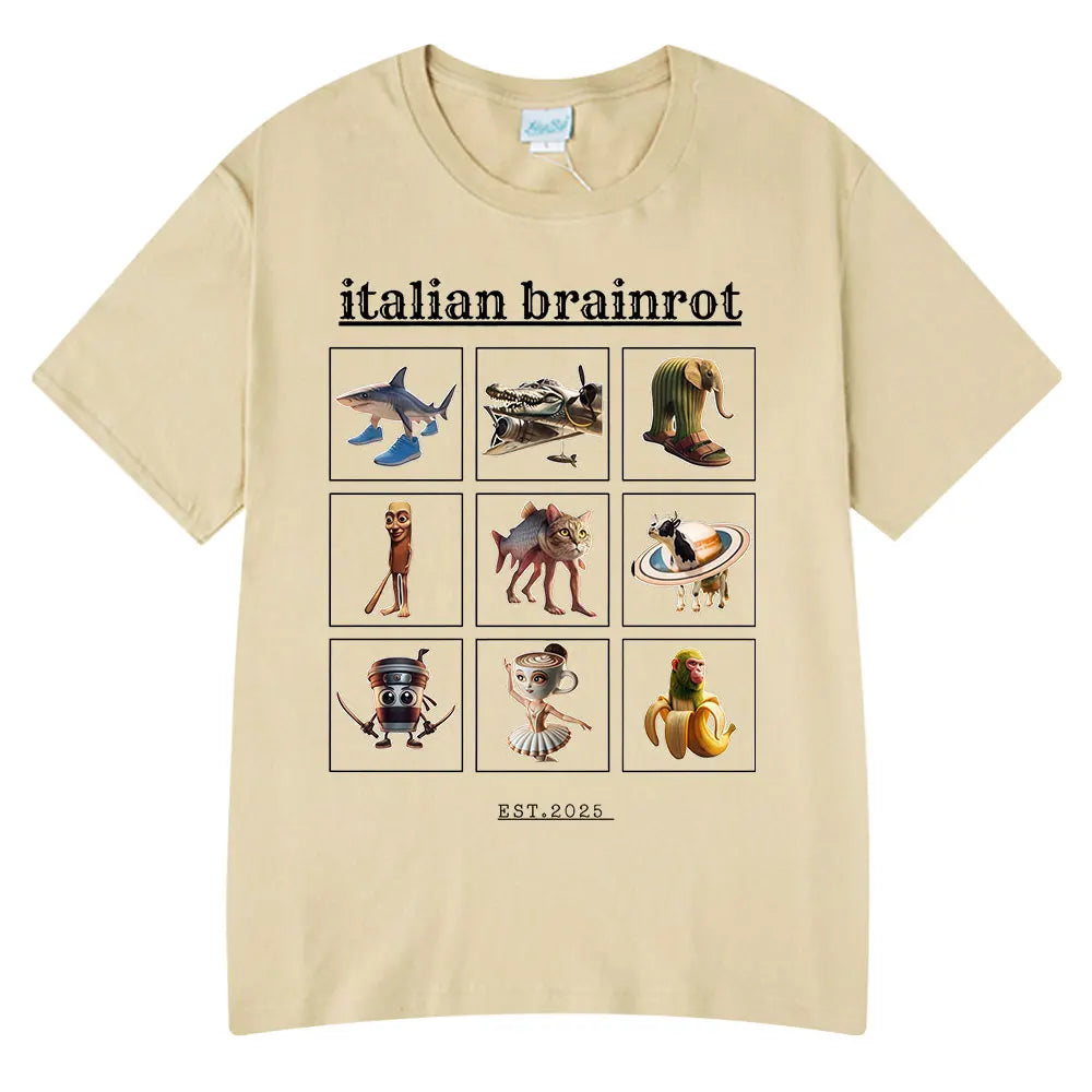 Italian Brainrot Funny Meme T-shirt Tralalero Tralala Tung Tung Tung Sahur Bombardiro Crocodilo Lirili Larila Men Women T Shirts