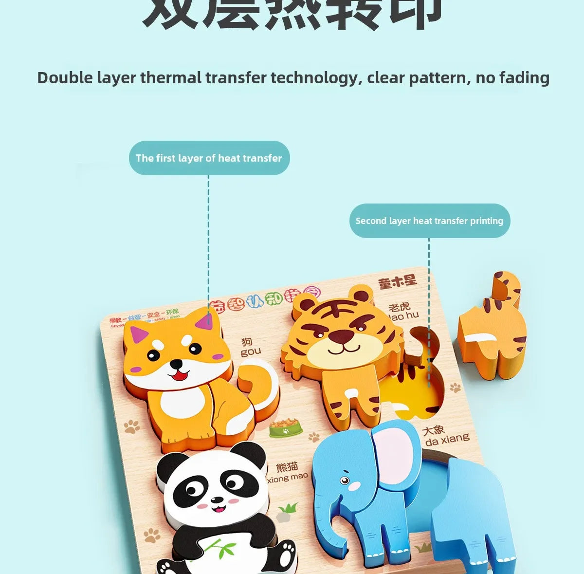 Animal Traffic Puzzles Toys for Kids Montessori Cartoon 3D Wooden Jigsaw Early Learning Educational Cognitive Game Children Gift