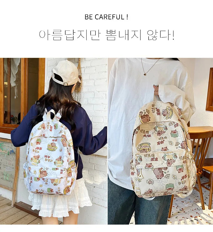 Capybara Campus Buddy – Kawaii Cartoon Laptop Backpack with Room to Spare!