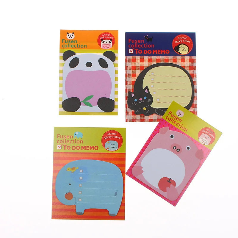 8 Piece Sticker Cute Animal Sticky Notes Notepad Memo Pads Panda Cat Kitty Stationery