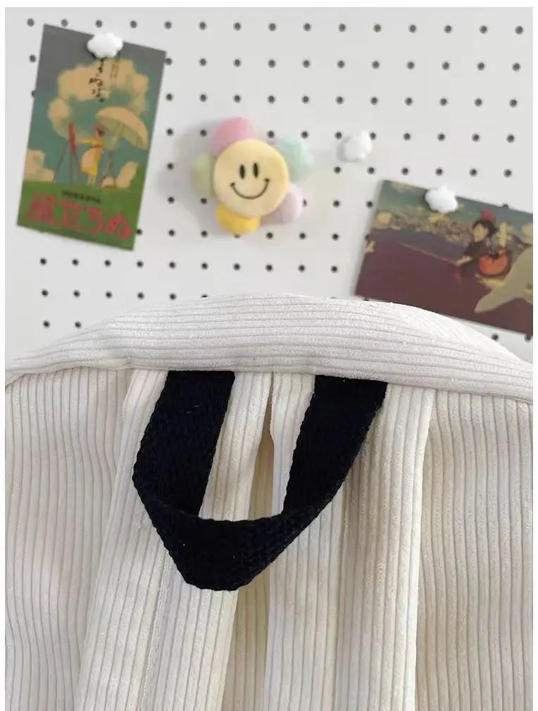 Starry Y2K Corduroy Backpack – Big Space, Bold Style for Trendy Teens!