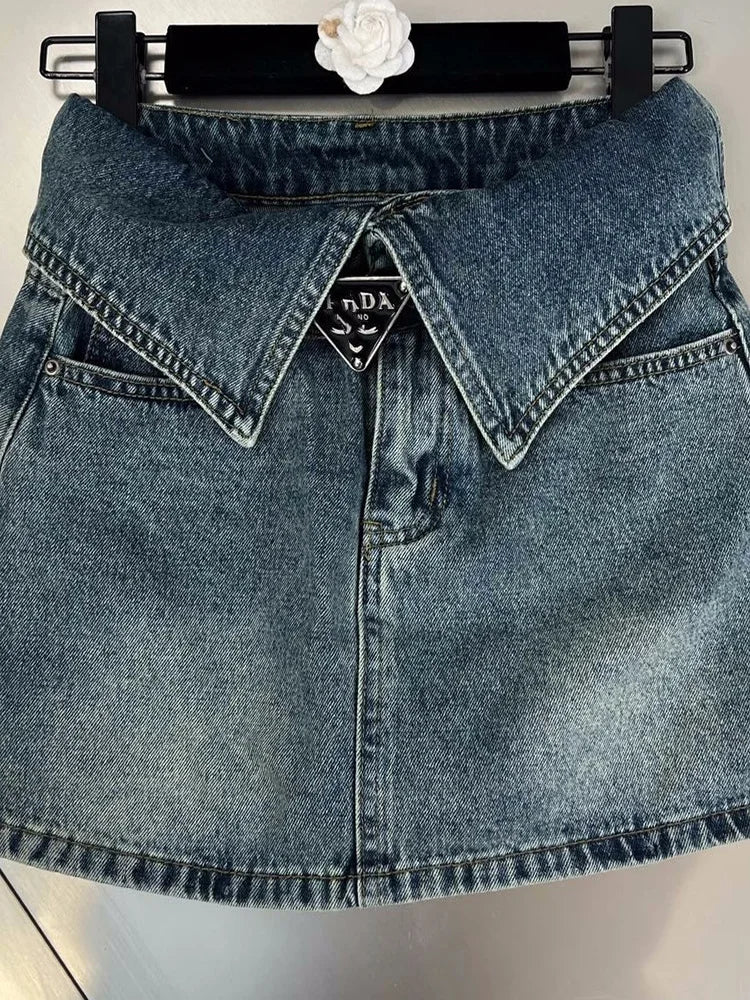 Fashion High Waist Denim Mini Skirt Women's 2023 Summer New Fashion Button Zipper Slim Fit Korean Street  Casual A-line Skirt