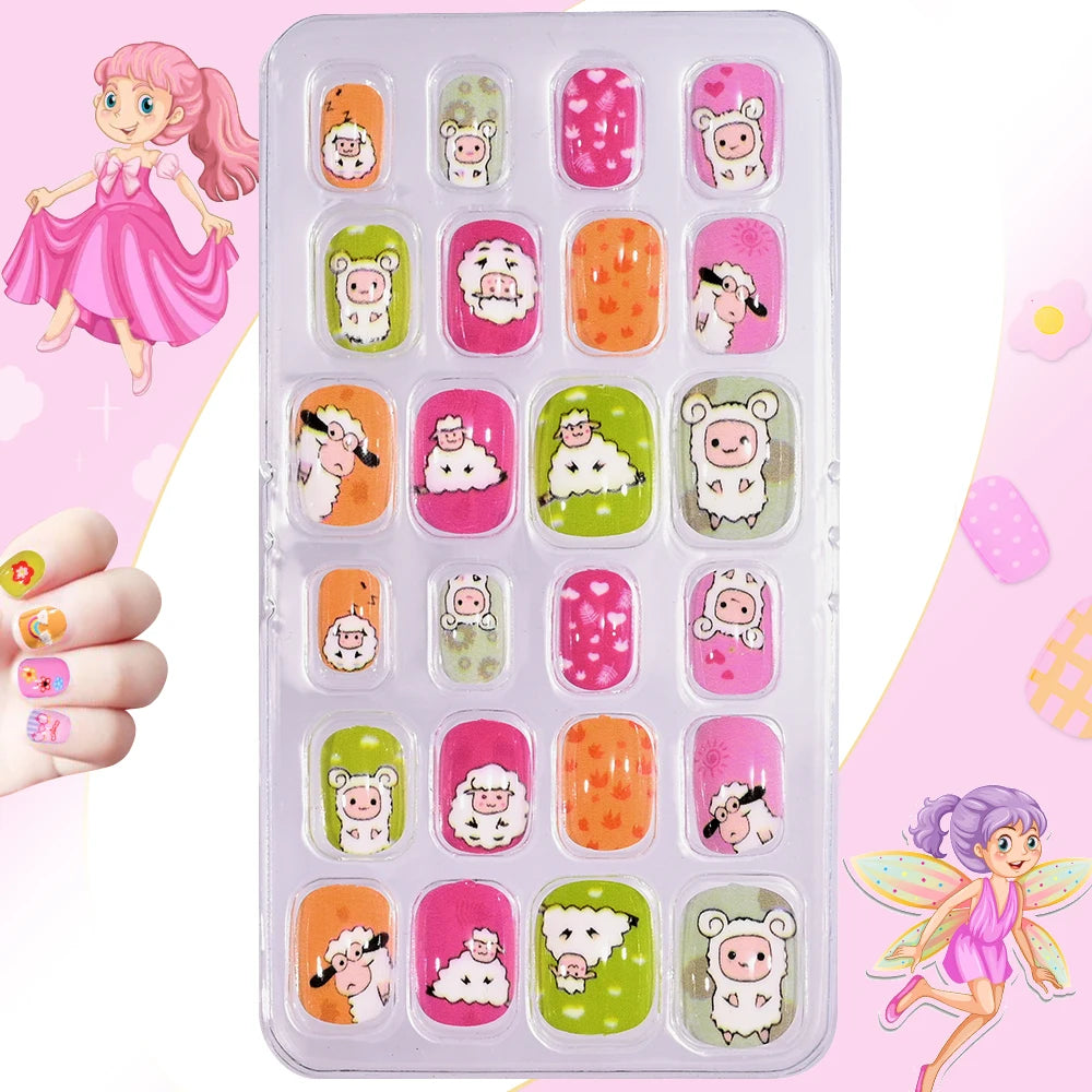 Magical Nail Party – 120PCS Cute Cartoon Nails for Girls with Colorful Festival Vibes