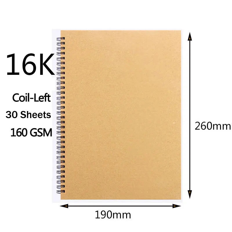 Art Sketchbook 160GSM Kraft Paper Spiral Coil Book Office School Supplies Drawing Notepad Stationary