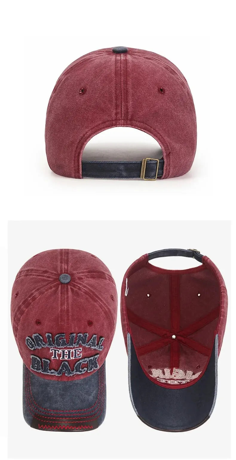 New Cotton Coated Outdoor Sports Wash Baseball Cap Embroidery Patch Black Letter Sunscreen Sunshade Hat Spring And Autumn