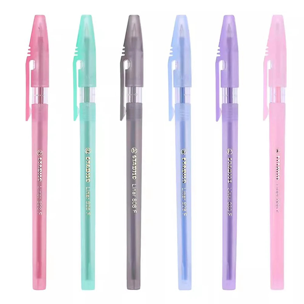 6/10pcs Stabilo Antistatic Ballpoint Pen 808F Liner Smooth 0.38mm Extra-fine Cap Medium Oil Pen Cute Study Office Stationery