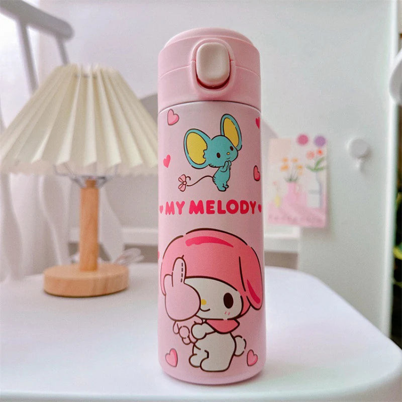 MINISO 420ML Cartoon Thermos – Cute Stainless Steel Water Bottle for Students, Girls & Kawaii Stationery Fans