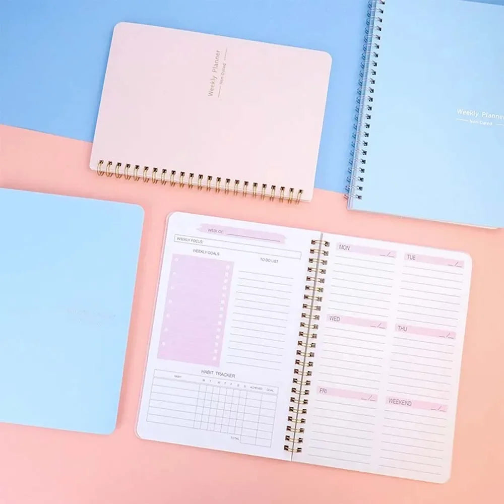 A5 Weekly Planner Coil Daily Planner Simple Stylish Portable Notebook for Study School Office Note-taking Budget Monthly Planner