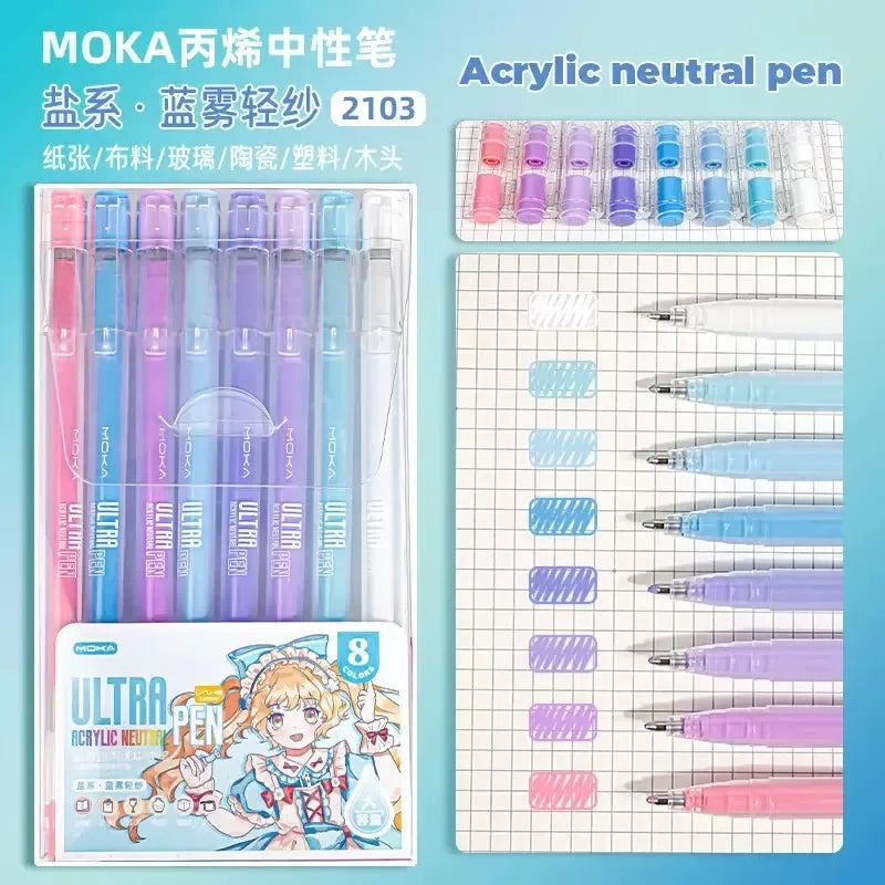 36/12 Colors Acrylic Gel Pen 1.0mm Large Capacity Student Writing Pen Painting Drawing Office School Supplies Stationery
