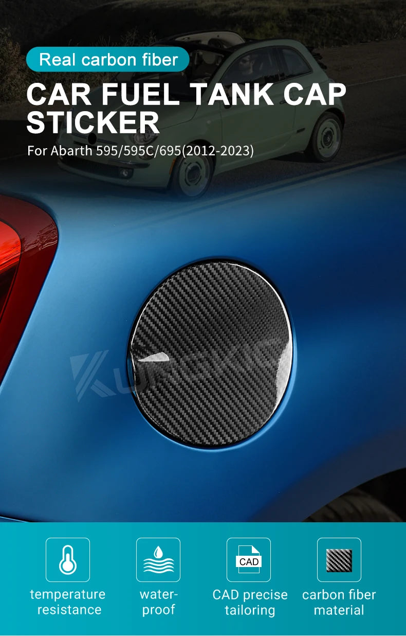 Real Hard Carbon Fiber Sticker For Abarth 595 595C 695 2012-2014 2015 2016 2017 2019 2019 2020 2021 2023 Car Fuel Tank Cap Cover