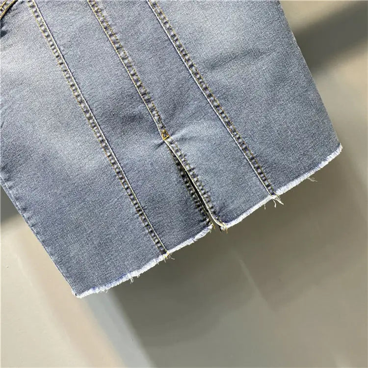 Female Jeans Skirts Coquette Chubby Midi Women's Denim Skirt Sexy New in Vintage Aesthetic Y2k 2024 Trend Summer A Line Casual V